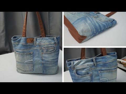 [Easy Sewing] 丨Vintage Tote bag丨 Denim skirt transformed into Vintage Tote bag