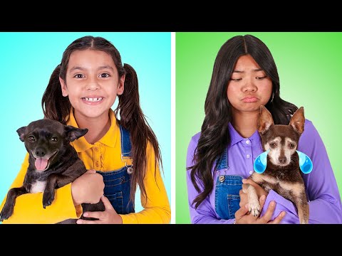 Ellie & Emma’s Funny Happy Dog Sad Dog 🐶 Pet Care Adventure!