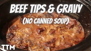 How to make Tender Slow Cooker Beef Tips and Gravy using Chuck Roast