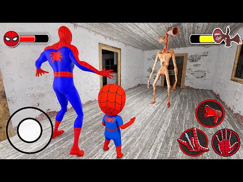 Playing as SpiderMan Family Vs SIRENHEAD in Granny House