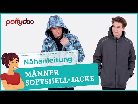 Softshelljacke für Männer nähen - Verstellbare Kapuze, Reißverschlusstaschen, Bündchen