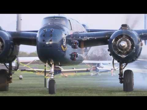 B25 Mitchell's taking off from Grimes Field in Urbana, Ohio for Doolittle Anniversary