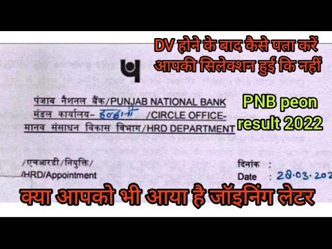 क्या आपको भी आया जॉइनिंग लैटर pnb bank peon result 2022 out।। dv and interview schedule