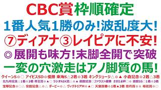 【CBC賞2026】枠順確定　1番人気、過去10年で1勝のみ！波乱度大！⑦ディアナザール、③レイピアに不安あり！◎展開も味方！末脚全開で一気に突破！前走から一変の穴激走は、アノ脚質の馬！