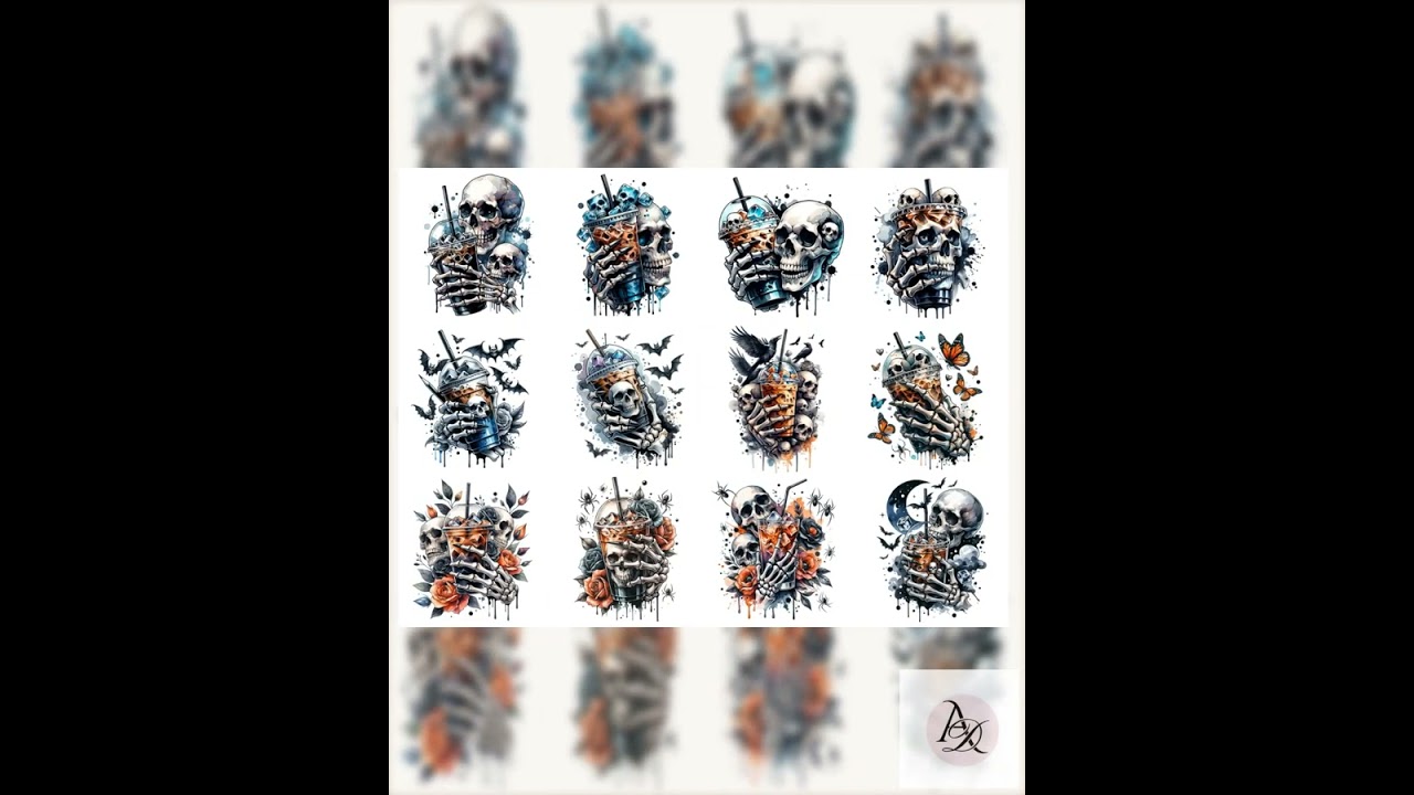 13 Skeleton Coffee Halloween PNG ClipArt Bundle , Spooky Season Sublimation Design, Trendy Fall C...