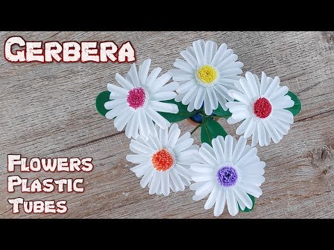 DIY Gerbera Flowers from Drinking Plastic | How to Fold Beautiful Straw Flowers | Used Recycle Tubes
