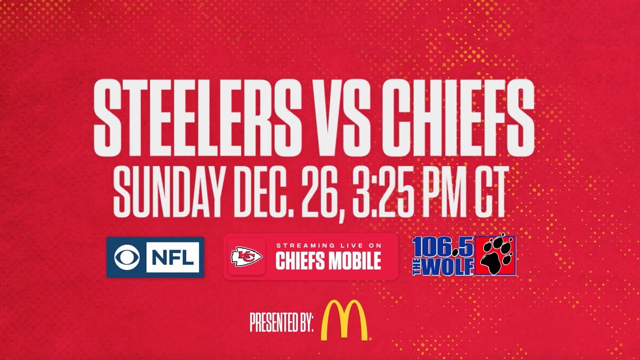 TUNE IN: Sunday at 3:25pm CT for Steelers vs. Chiefs