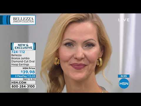 Bellezza Bronze Jumbo DiamondCut Oval Hoop Earrings