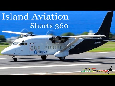 (The Flying Box) Air Cargo Carriers Shorts 360 and departure from St. Kitts Airport !!