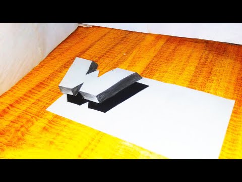 How to draw 3D letter "W" || How to draw 3D Floating Letter "W" || Step by step 3D letter "W" ||