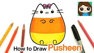 How to Draw Candy Corn Pusheen Halloween Easy