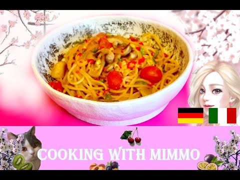 Koreanische Spaghetti mit Pilze und Miso / Spaghetti coreani con funghi e miso