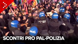 Roma, scontri tra pro Pal e polizia dopo tentativo di corteo dei manifestanti: usato anche l'idrante