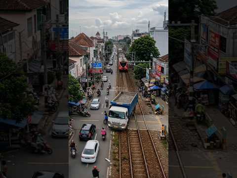 AI Simulation: Viral! Fuso Truck Stuck on Rails, Hit by Train #shorts #short #shortvideo