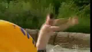 Man is peeing in waterpark at least it looks like that funny humor