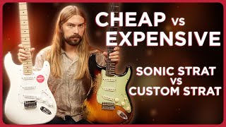 Video thumbnail for Cheap vs. Expensive Stratocaster Edition | Squier Sonic vs. Custom Shop '63 by Alamo Music Center