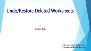 How To Undo/Restore Deleted Worksheets In Excel?