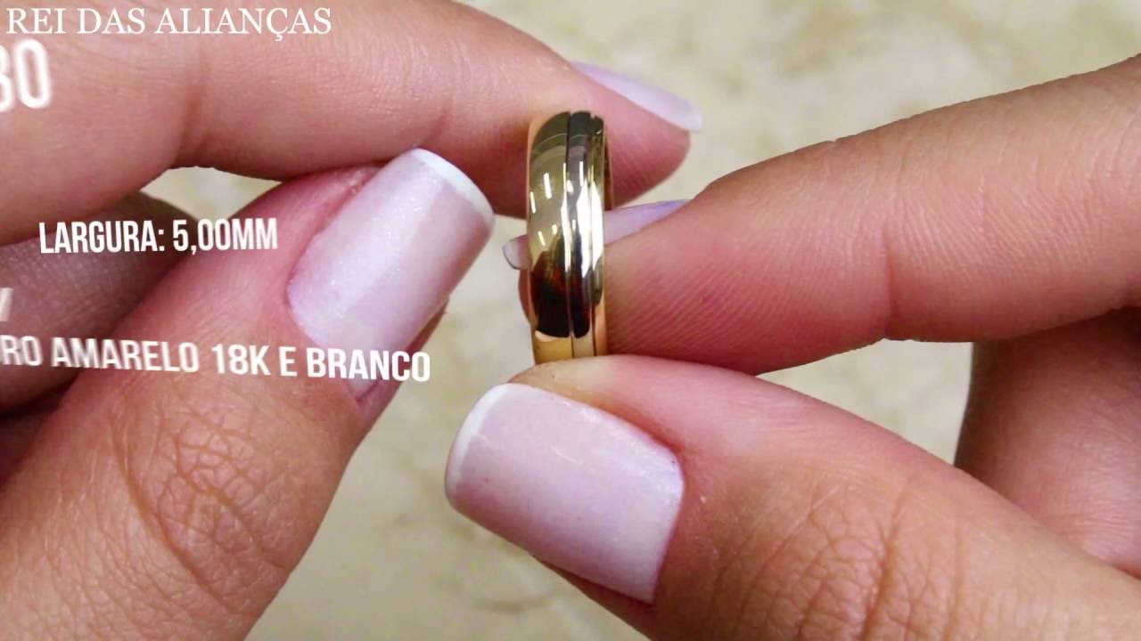 Alianças de Ouro Amarelo e Branco 18k Cód. 330 - Volpi Joias