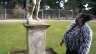 X-Factor 'animal' sings hot stuff to a statue
