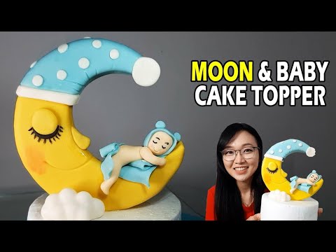 Moon Cake Topper | How to make fondant Moon | Moon baby shower cake | Baby Shower Cake