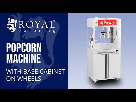 video - Popcornmaskin - Med underskåp på hjul - Royal Catering - Stor