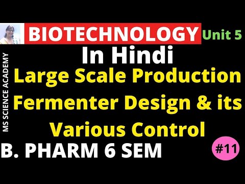 Large Scale Production Fermenter Design &its Various Control-Hindi- Biotech.|Unit 5| B.Pharm6Sem-L11