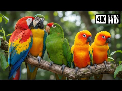 Most Beautiful Amazon Parrots in 4K | Relaxing Bird Sounds for Stress Relief, Sleep & Healing | Calm
