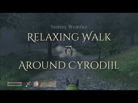 Relaxing Walk Around Rainy Cyrodiil - Peaceful Oblivion Gameplay