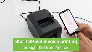 Thermal printer Star TSP654 invoice printing via USB cable from Android device