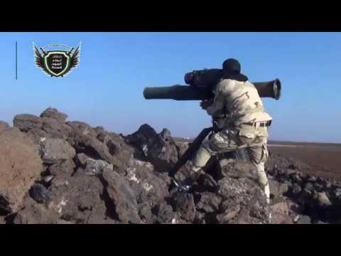 استهداف عربة لقوات النظام بصاروخ تاو من قبل الجيش الحر في تل عريد في محافظة درعا