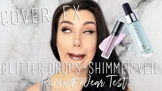 TESTING NEW COVER FX GLITTER DROPS + SHIMMER VEIL | COVER FX GLITTER DROPS REVIEW
