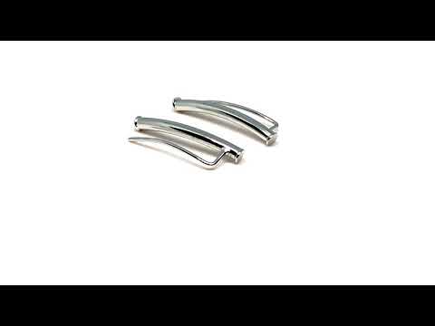 14k Gold Shinny Round Tube Curved Climber Earrings