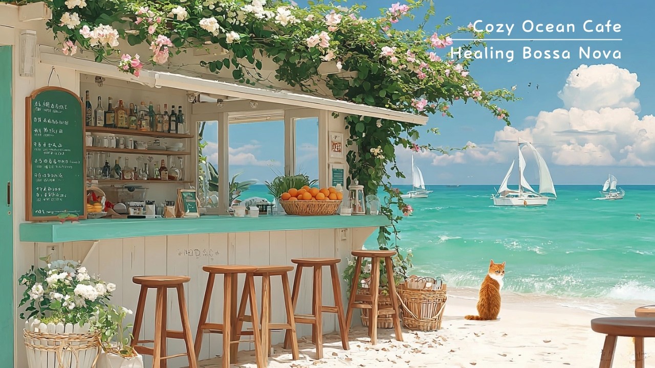 【海カフェBGM】海風が心地よいテラスカフェで迎える爽やかな朝☕｜Relaxing Seaside Café Bossa Nova【作業用・勉強用・集中BGM】