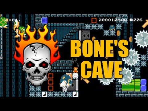 Super Mario Maker 2 "Bone's Cave" By lloporock. A challenging level with cool gimmicks!