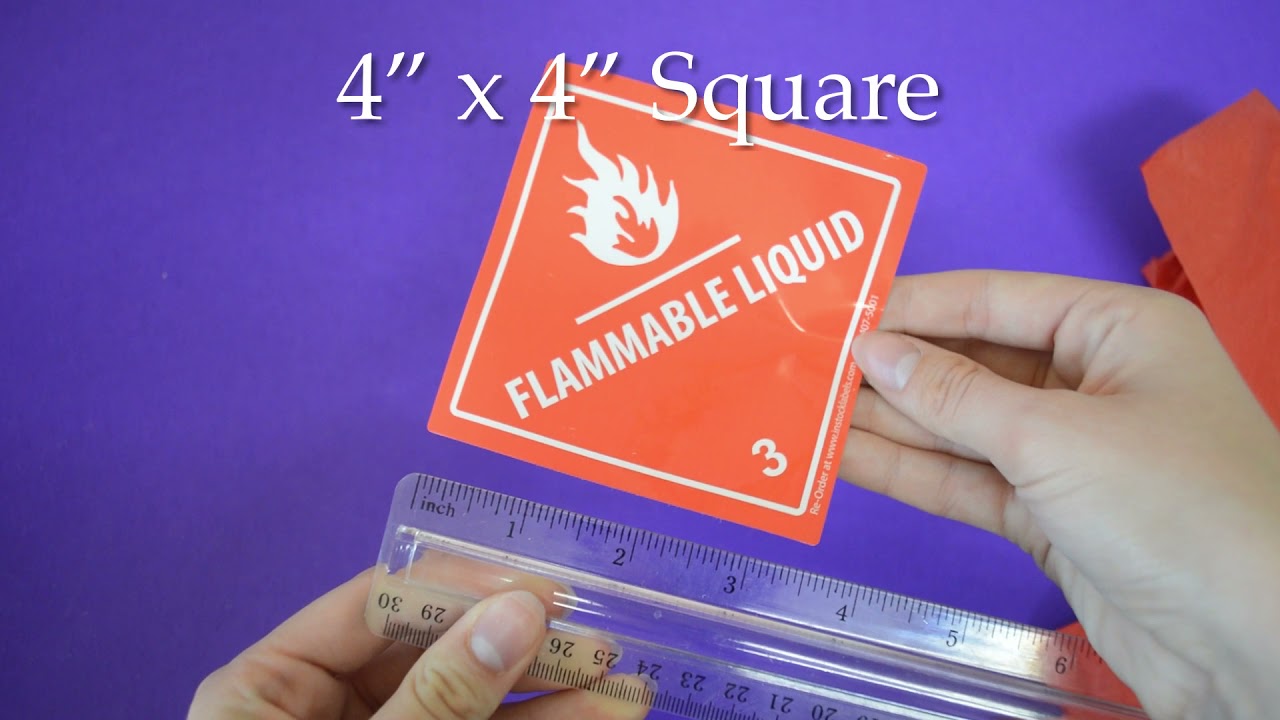 Square Flammable Liquid Hazard Class 3 Labels