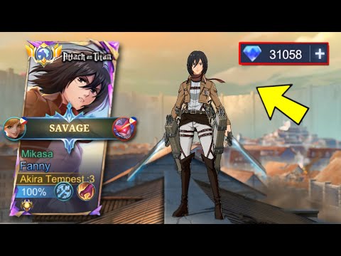 FINALLY! AOT MIKASA FANNY SKIN IS BACK FOR FREE?! + SOLO RANK GAMEPLAY -MLBB