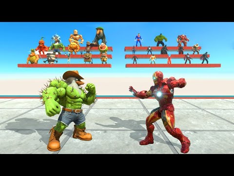 Superheroes fight with Brainrot Squad - Animal Revolt Battle Simulator