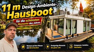 Hausboot Wohnboot 11 m, Yamaha 50 PS Alurumpf Kamin, Dachterrasse AUTARK #roomtour #boot #hausboot