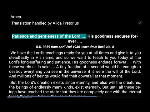 BD0359 Patience and gentleness of the Lord.... His goodness endures forever.... (Apr 2, 1938)
