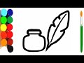 Quill Drawing, Painting and Coloring for kids and toddlers | Draw quill #quill #feather #drawing