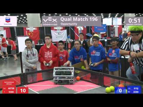 VEX Worlds 2016 - VRC Middle School - Opportunity - Qual 196 (4073B 9388) 267 vs 131 (815J 8388)