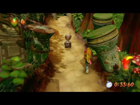 Crash Bandicoot 1 PS4 Remake 100% Walkthrough (N Sane Trilogy)- Jungle Rollers Time Trial - Part 3
