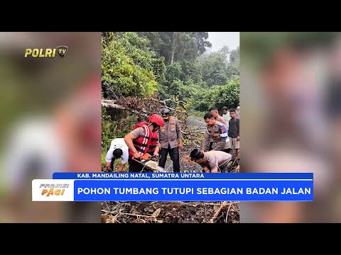 POLRES MANDAILING NATAL MENGECEK TERPUTUSNYA JALAN PENGHUBUNG DESA AKIBAT LONGSOR