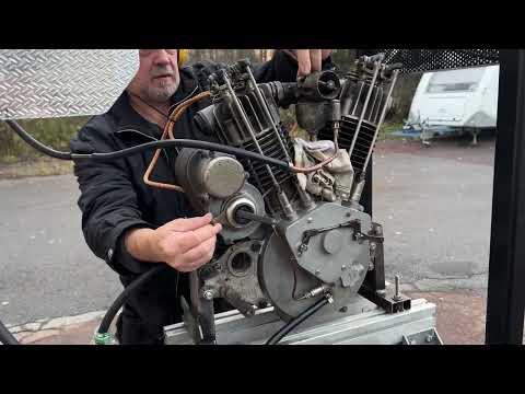 First start of restored 1917 Pope OHV twin engine