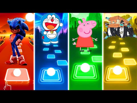Sonic Exe Vs Doraemon Vs Peppa Pig Vs Coffin Dance - Tiles Hop EDM Rush!