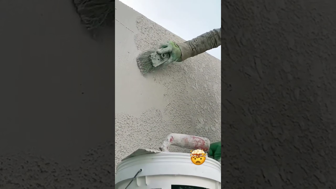 HOW TO Texture Your Exterior Wall! AMAZING Ingenious Wall Texture Hack! #shorts #construction