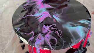 This is a NEW one! A POP of PRETTY colors on Black base -  SYMPHONY FLOWER - Acrylic pouring ♥️♥️