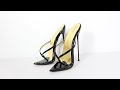Sorbern 18cm Metal High Heel Sandals Flip Flop Ladies Slides Black Shiny Play Fun Shoes