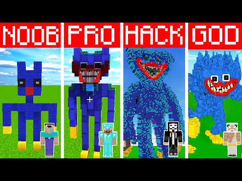 HUGGY WUGGY POPPY PLAYTIME HOUSE BUILD CHALLENGE - NOOB vs PRO vs HACKER vs GOD Minecraft Animation