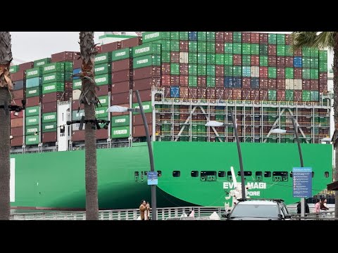 BIGGEST EVERGREEN CONTAINER SHIP TO EVER ARRIVE IN LOS ANGELES 4K SHIPSPOTTING - April 2024